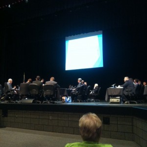 The Illinois School Board Meeting at Oswego East High School in Oswego, IL. 
