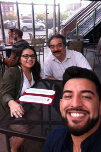 Jose Lopez, LULAC of IL State Director, Rocio Pulido and myself chatting about improving community outreach via social media and unified webpage for the state of Illinois