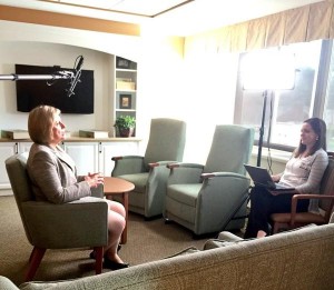 Behind the scenes of our video shoot. I was able to help interview the Chief Philanthropy Officer, Kathryn Bearwald. 