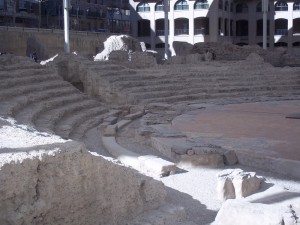 Ruins of the Roman theater from the empire of Caesar Augustus.