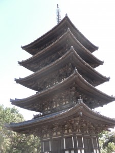 Five storey pagoda at Kofukuji, the second tallest pagoda in Japan and originally placed in Nara in 710