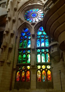 Stained glass windows in Sagrada Familia 