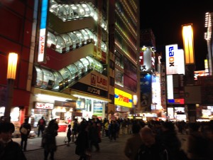Akihabara at night.  Even though I went there before, I was completely lost because it looks very different at night.