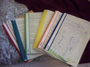 The folders from this semester are different colors like the many different classes I had this semester.