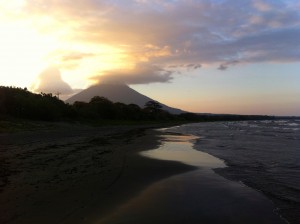 A view of the sunset when we arrived at our hotel on Ometepe Island, Nicaragua.