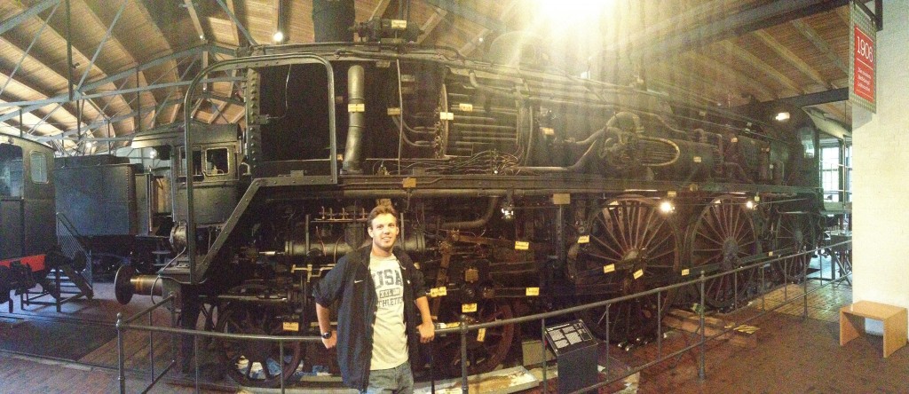Nick stands in front of a steam locomotive at the Deutsches Technikmuseum Berlin.  Steam engines are basically giant heat transfer demonstrations, which appeals to us engineers.  