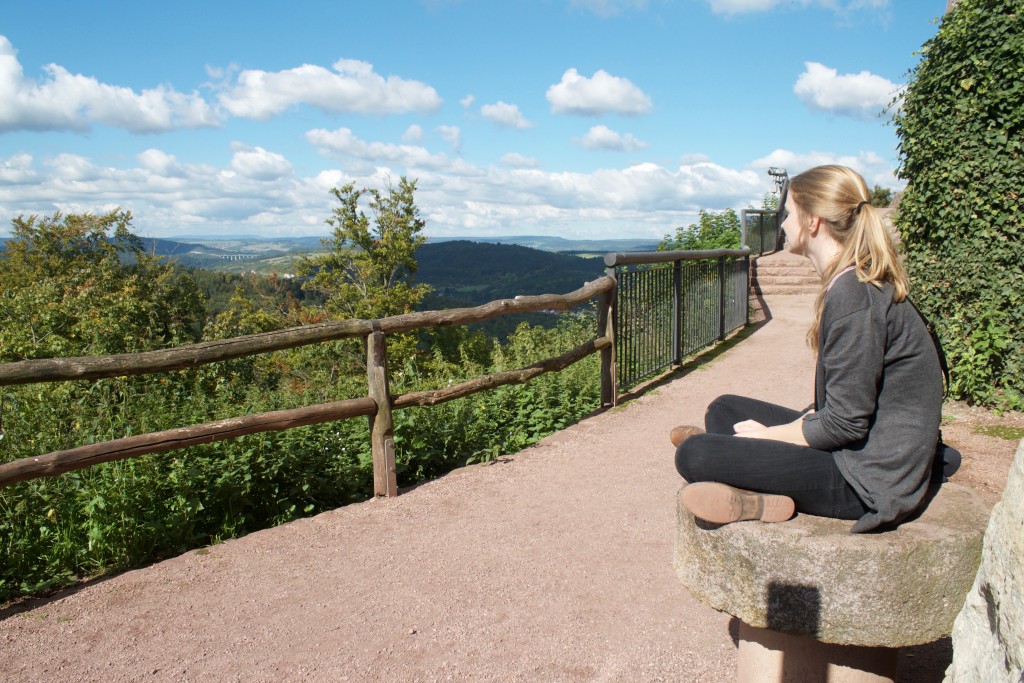 Kellie enjoying the stunning views of the countryside from the castle.