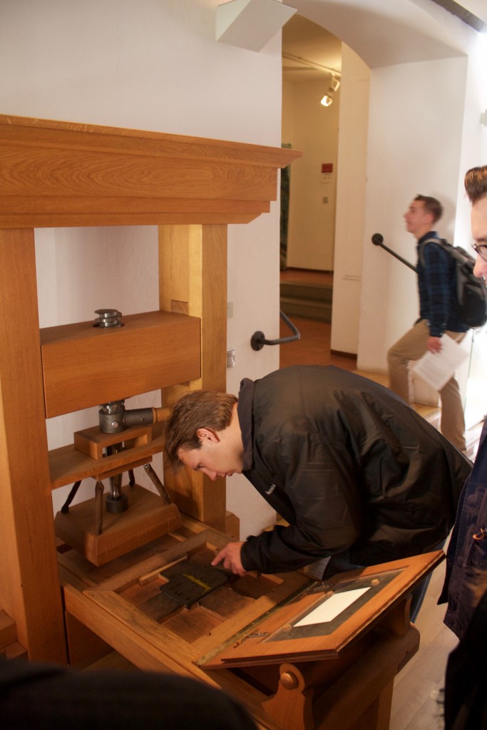 Nick checking out the printing press at the Augustinian monastery where Martin Luther became a monk.