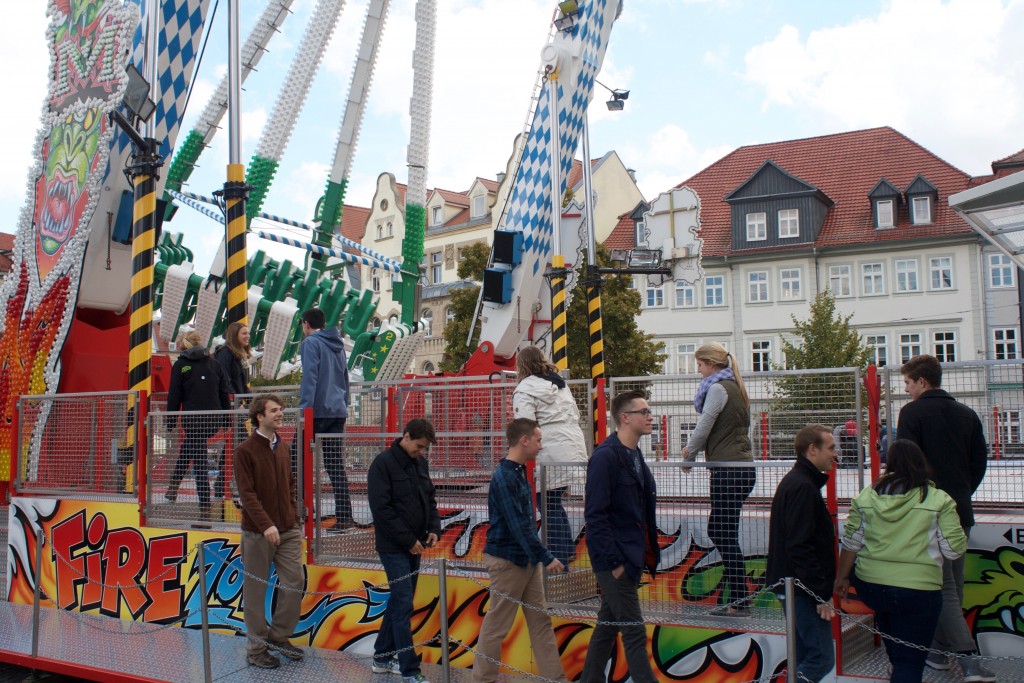 After the tour of the monastery most of the group (including Professor Hansen!) took a ride on the spinning pendulum ride at the Erfurt Oktoberfest. Everyone made it without getting sick!