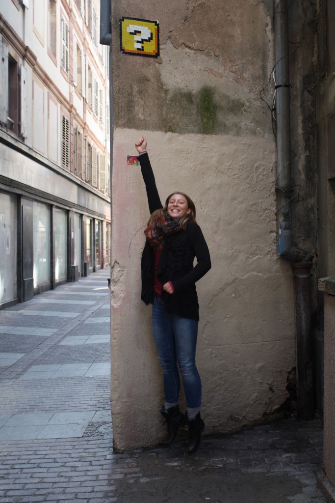 Mackenzie having some fun in one of the alleys in Strasbourg, France!