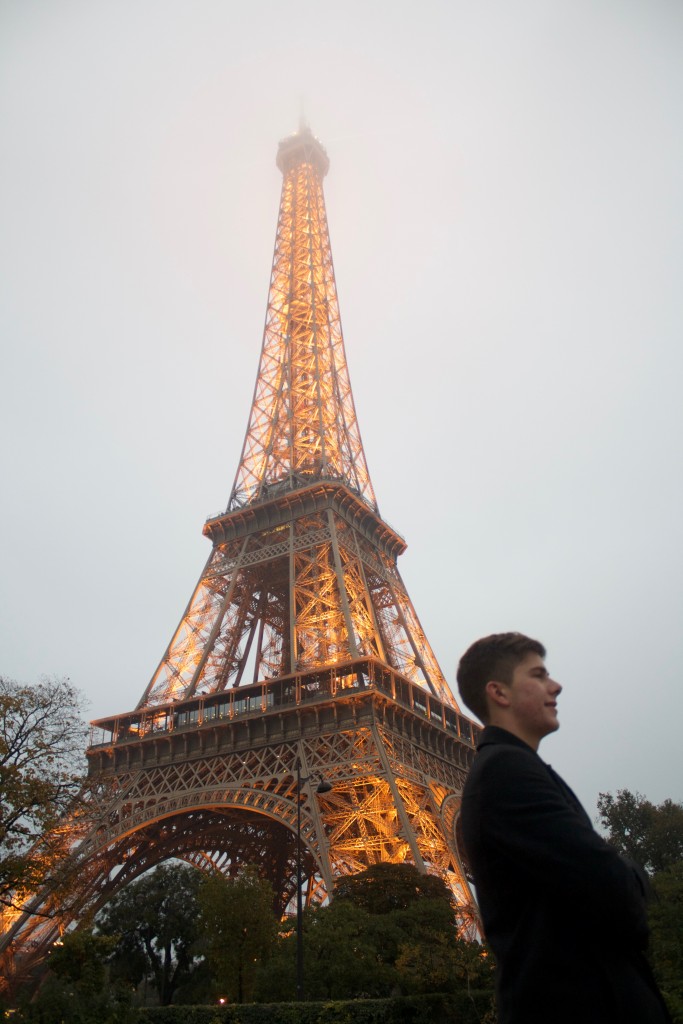 The Eiffel Tower made a good backrest for Reid!