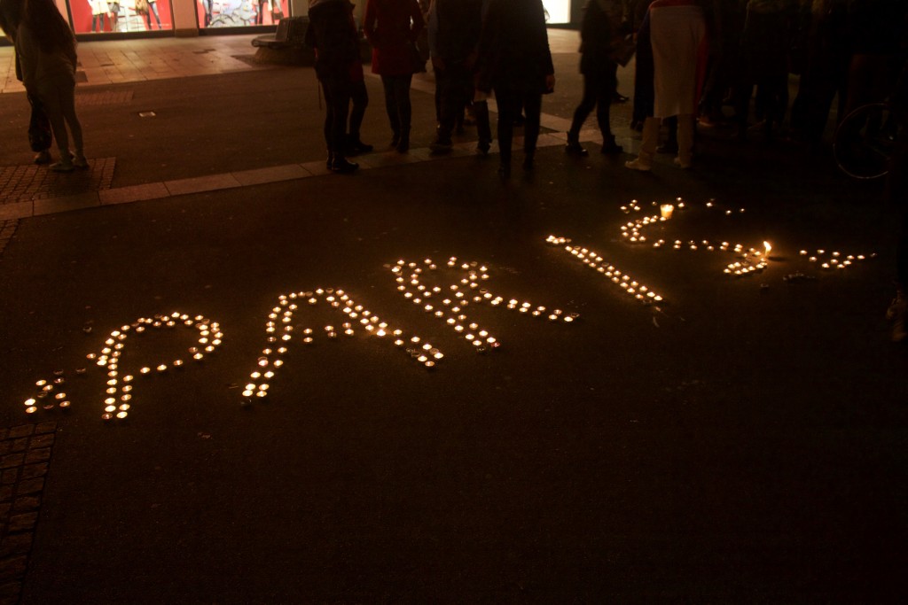Reid, Ryan, and I attended a small student-led vigil for the Paris attacks on Saturday night. 