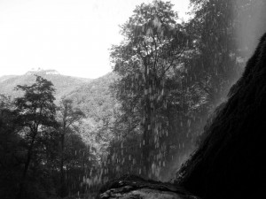 View from behind the waterfall in Bad Urach