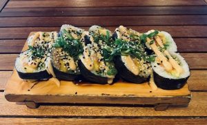 plate of plantain sushi